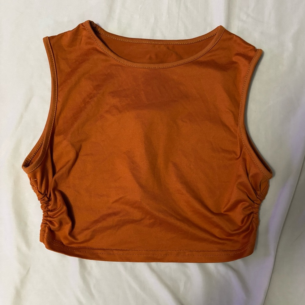 SHEIN Backless Ruched Side Crop Tank